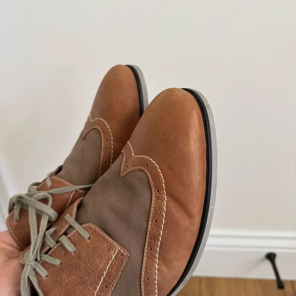 Joe's Jeans Brown Leather Lace Up Oxford Shoes with Brogue Detailing | Size 10.5